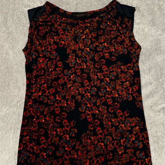 The Limited Tops - The Limited Women's XS Black Floral‎ Cap Sleeve Blouse Round Neck